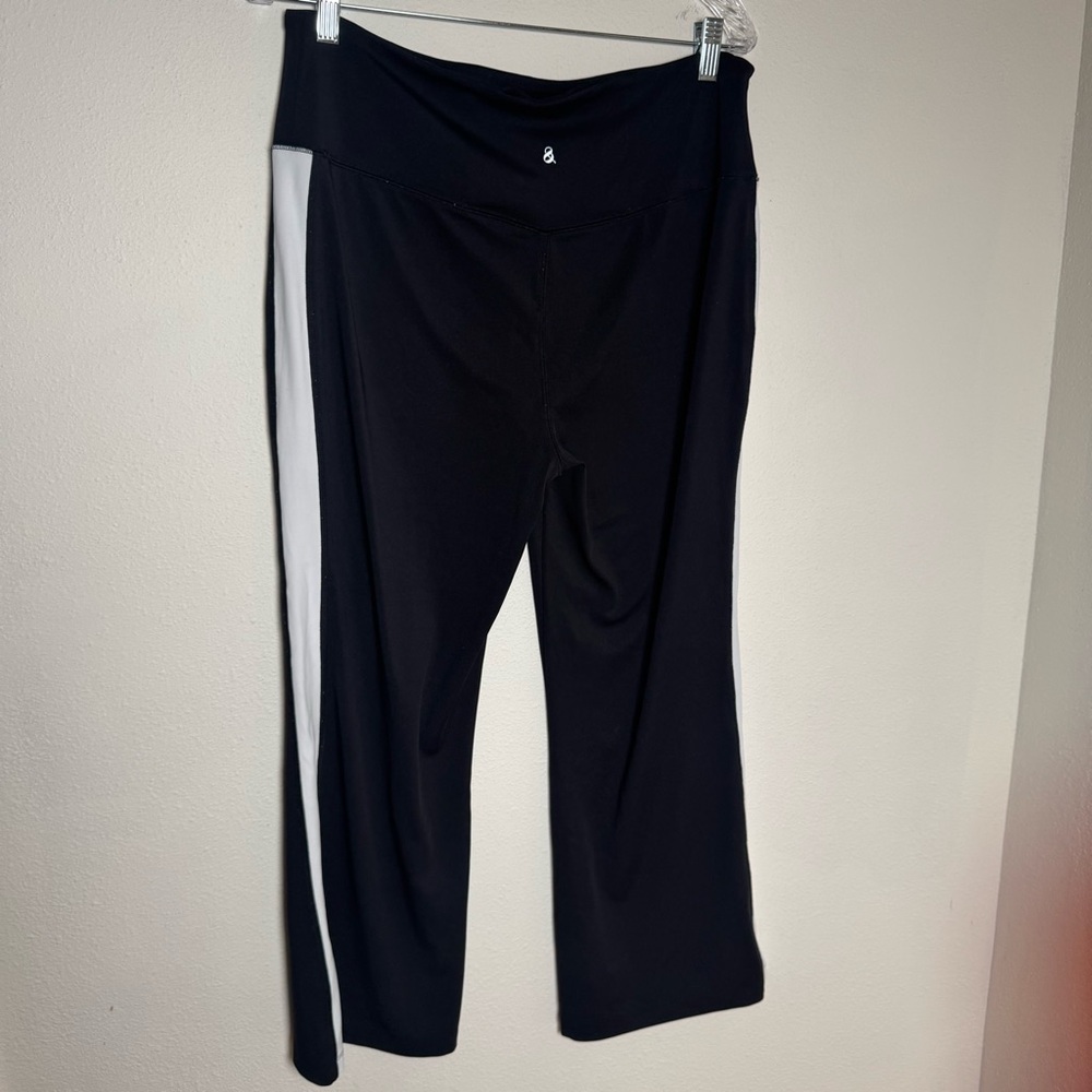 Lou &‎ Grey Black Athletic Pants Crop wide leg Sporty lounge Stripe XL